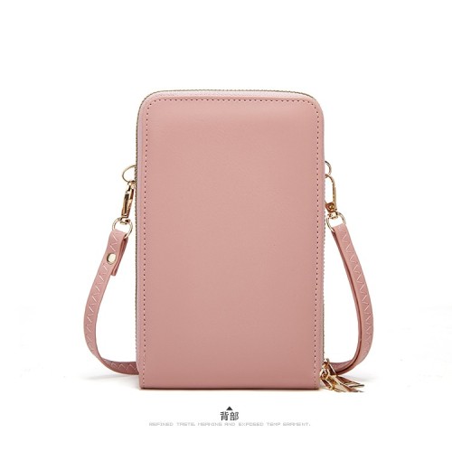 LB02834-PINK Women's Embroidered PU Leather Vertical Wallet