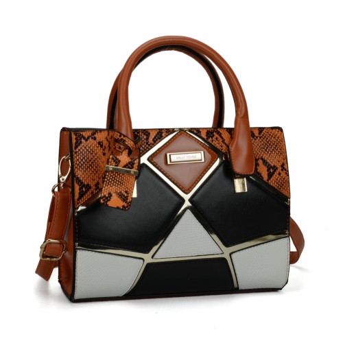 SY2135 Orange - Geometric Patterns Patchwork  Women Handbag