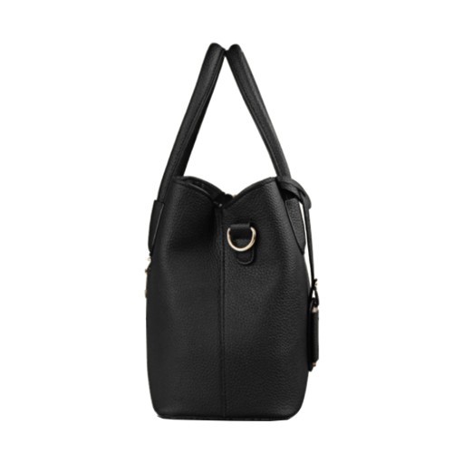 CT44936 Black Chic PU Leather Handbag with Lychee Pattern