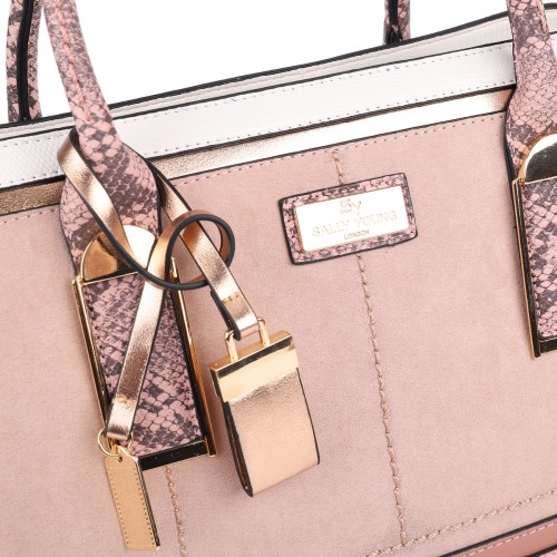 SY2219-PINK - Women's new fashion snake print color matching handbag without purse