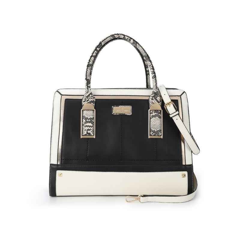 SY2219-BLACK - Women's new fashion snake print color matching handbag without purse