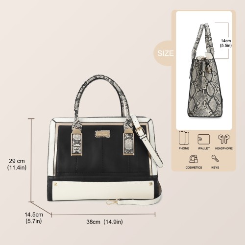 SY2219-BLACK - Women's new fashion snake print color matching handbag without purse