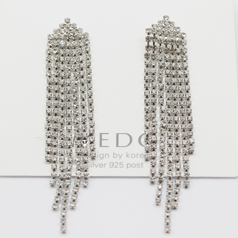 ER0005 Silver with Triangle heads Tassel Geometric Earrings - Sweet Elegance in Various Styles