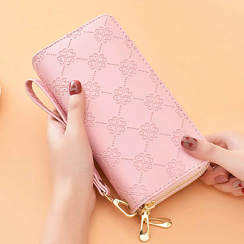 LB02851-PINK Sunflower Double-Zip Wallet