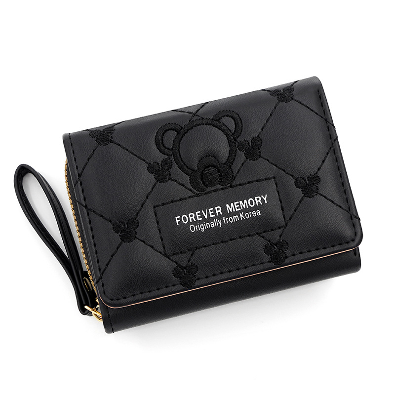 LB02846-BLACK Women's Triple Fold PU Leather Wallet