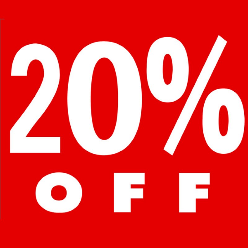 PS11 Red -  20% Off Cardboard Shop Sign