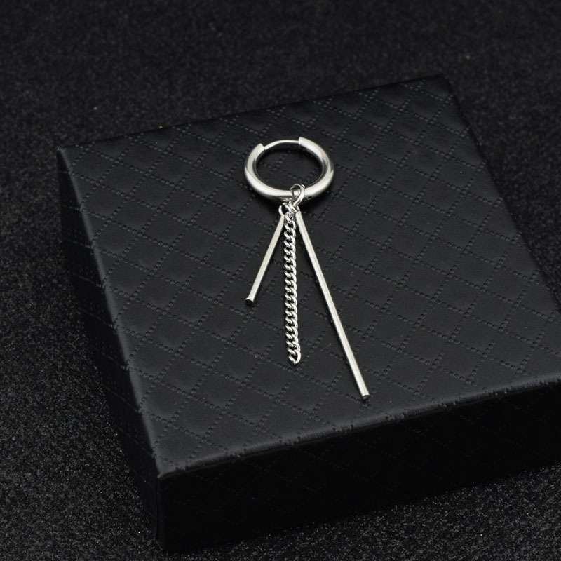 ER0004-Single one Polished Stainless Steel Geometric Ear Cuff - Modern Lines for All Genders