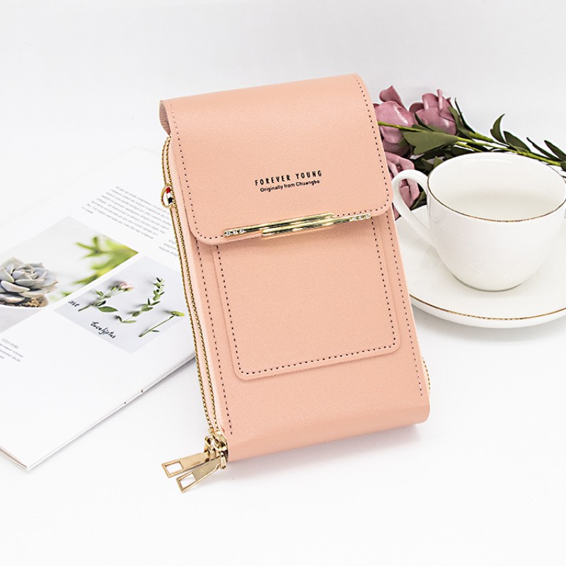 LB02839-PINK Women's Magnetic Closure PU Leather Crossbody and Shoulder Bag