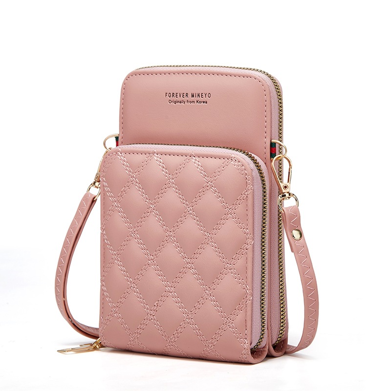 LB02834-PINK Women's Embroidered PU Leather Vertical Wallet