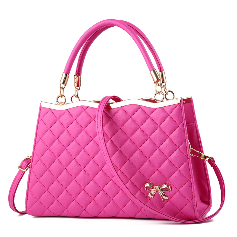 CT44943 FUSHIA Urban Chic Butterfly Bow PU Leather Tote Bag