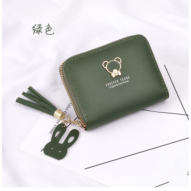 LB02832-LIGREEN Urban Minimalist Double Fold PU Leather Wallet