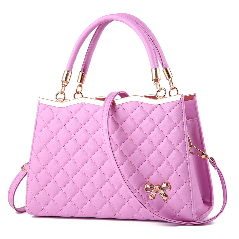 CT44943 PURPLE Urban Chic Butterfly Bow PU Leather Tote Bag