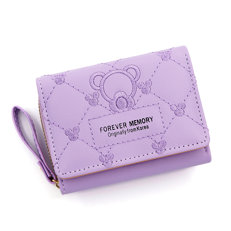 LB02846-PURPLE Women's Triple Fold PU Leather Wallet