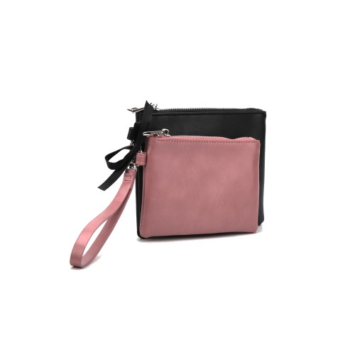 CB2003S BLACK&PINK - Simple Solid Color Set Bag