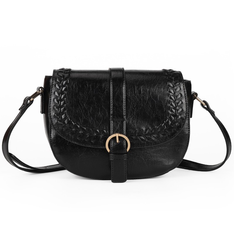 CT31674 Black crossbody vintage saddle bag