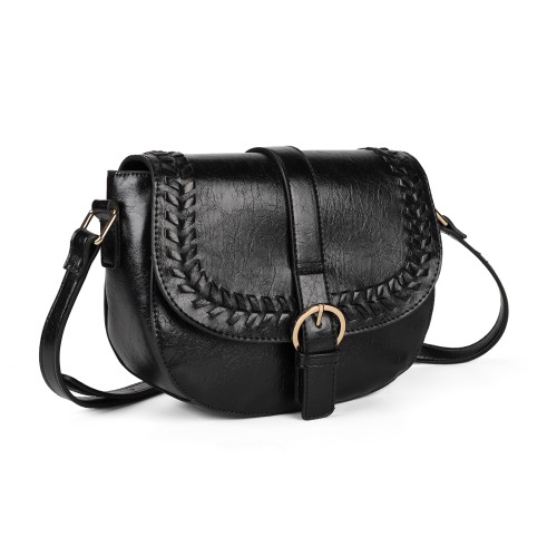 CT31674 Black crossbody vintage saddle bag