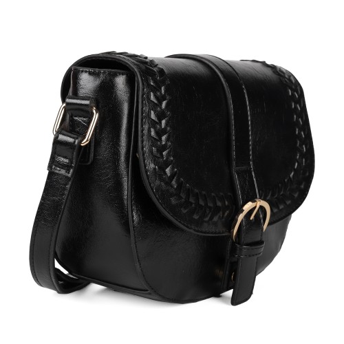 CT31674 Black crossbody vintage saddle bag