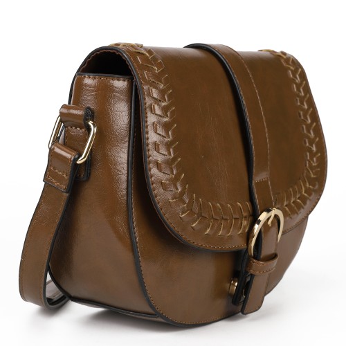 CT31674 Brown on crossbody vintage saddle bag