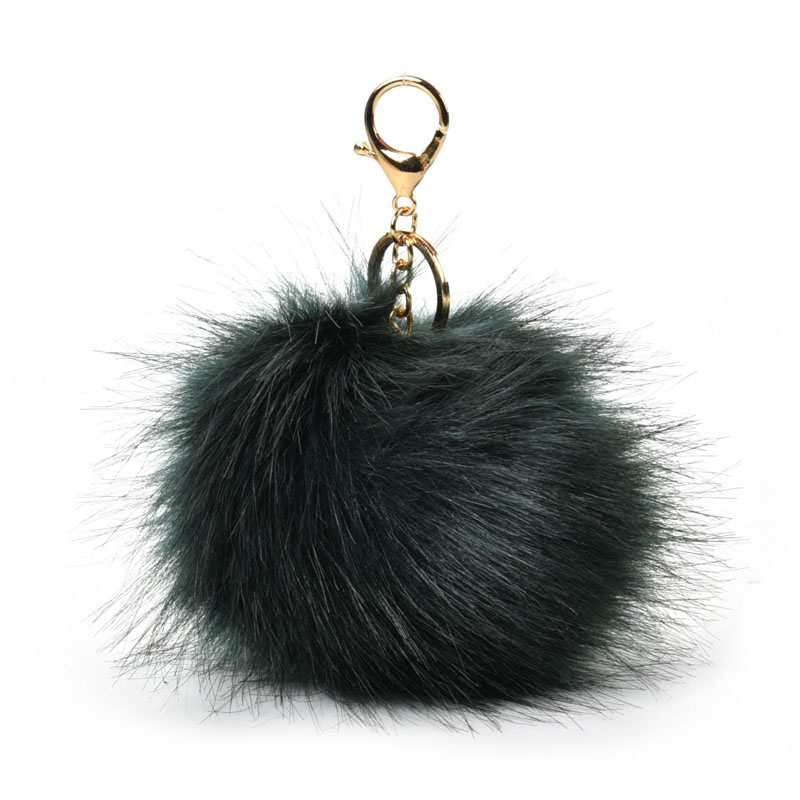 HGRQ279-1 Dark green - Fashion Furry Velvet Ball Metal Button Pendant