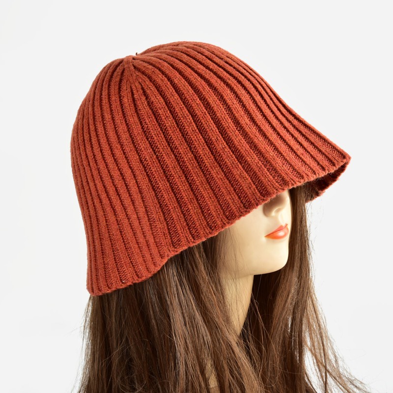 HW003-BRIKRED -   Ladies autumn/winter knitted bucket hat