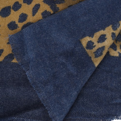 SF1213-2-BLUE Leopard Print Spotted Cashmere Scarf