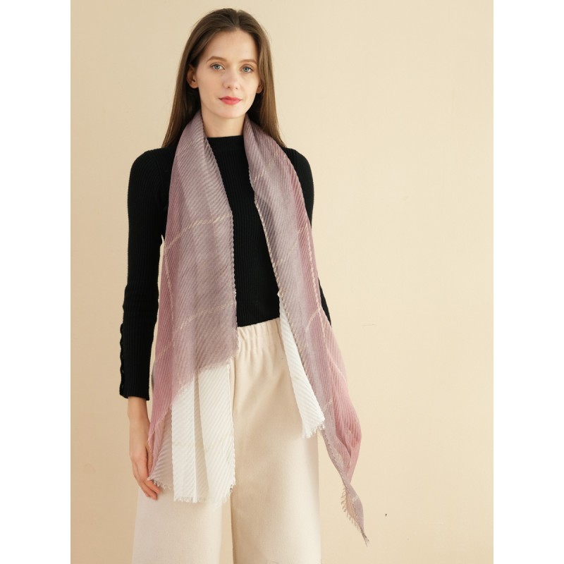 SF1326-PINK - Ladies Fashion Crinkled Gold Scarf