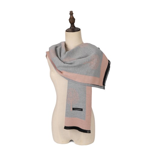 SF1404 PINK Cashmere Scarf With Dandelion Design