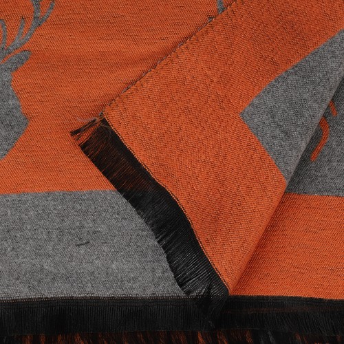 SF1508-ORANGE Cashmere Scarf With A Elk Pattern