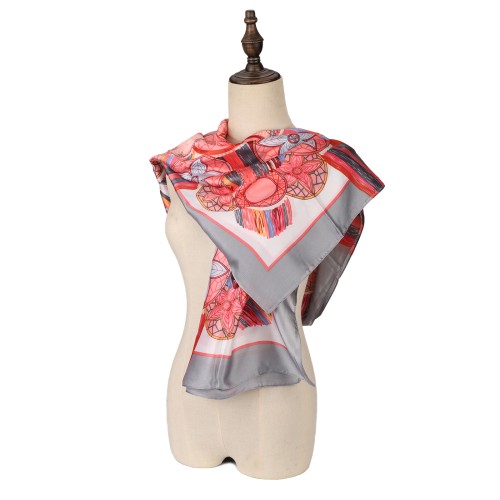 SF1518-RED Scarf With A Kaleidoscope Pattern