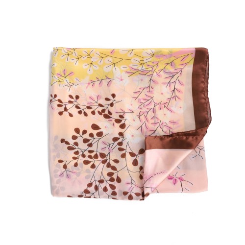 SF1521-YELLOW Scarf With Leafy Patterns