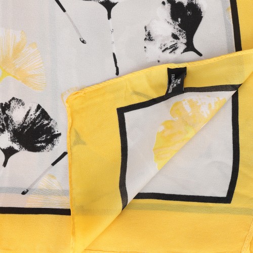 SF1527-YELLOW Ginkgo Biloba Leaf Pattern Scarf