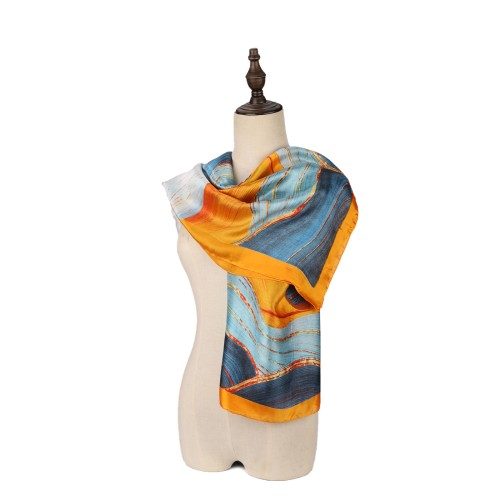 SF1528-BLUE Continuous Mountains and Bird Patterns Scarf