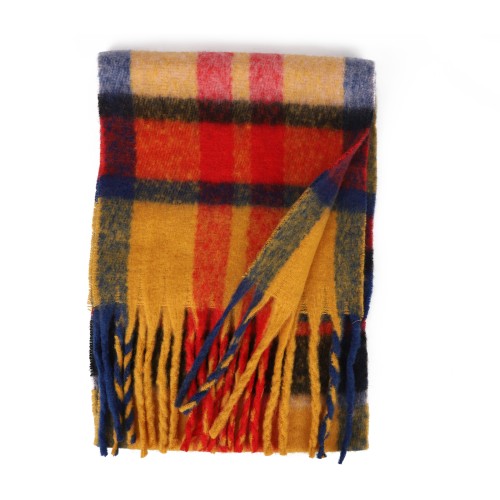 SF1607-YELLOW Warm Cashmere Scarf with Simple Stripes