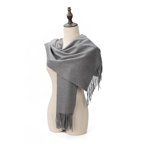 SF3803-GREY Solid Color Warm Cashmere Scarf