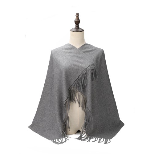 SF3803-GREY Solid Color Warm Cashmere Scarf