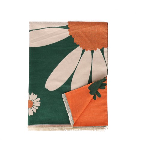 SF1614-GREEN Bright Floral Pattern Scarf