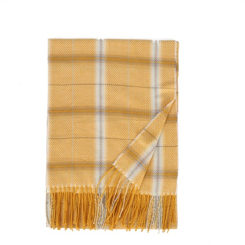 SF1615-YELLOW Fresh Striped Light Color Warm Cashmere Scarf