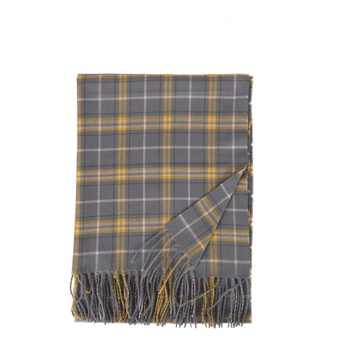 SF1619-GERY Plaid Striped Warm Cashmere Scarf