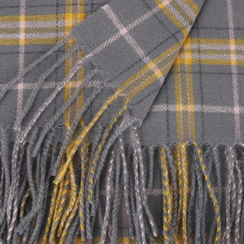 SF1619-GERY Plaid Striped Warm Cashmere Scarf