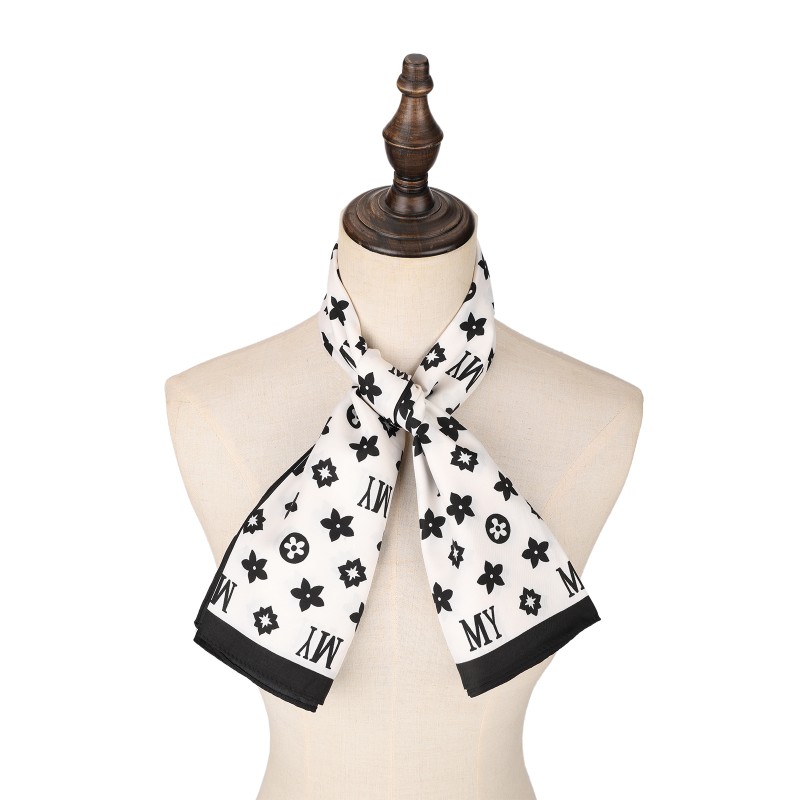 SF1644-WHITE Dense Luxury Logo 90X90 Square Scarf