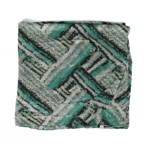 SF1670-GREEN Striped Scarf with Blurred Lines