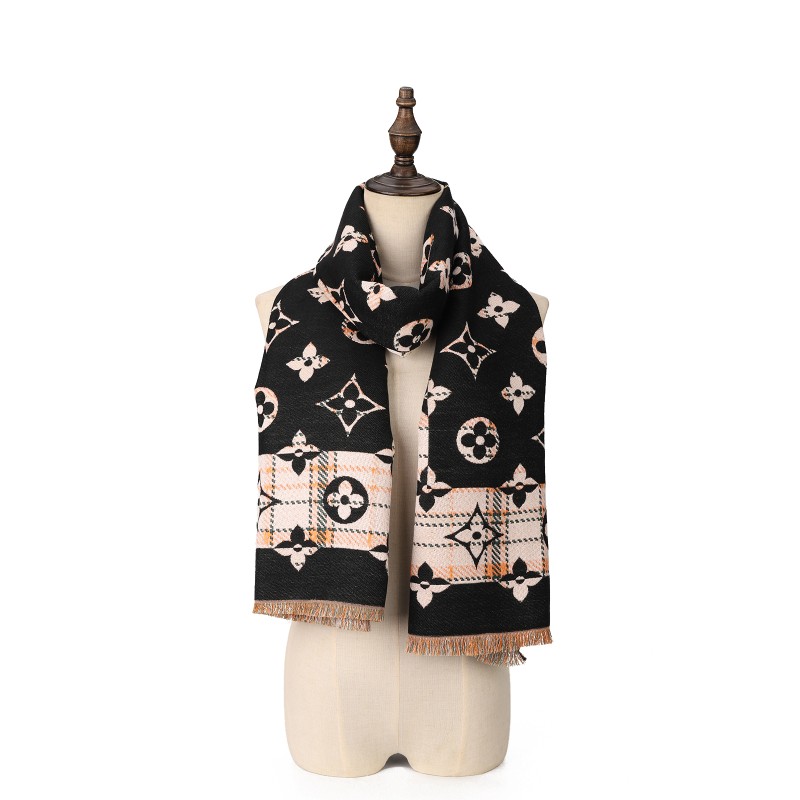 SF1714-BLACK- Women's Fashion Winter Scarf