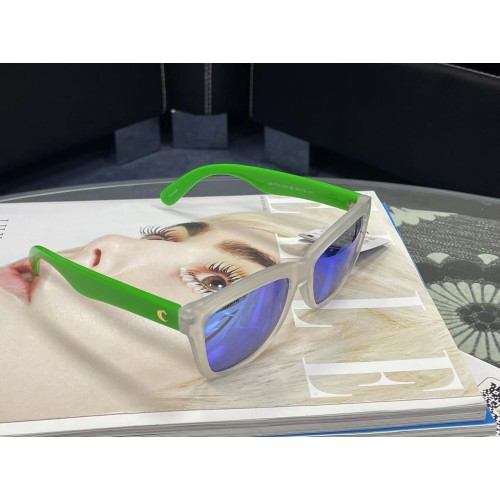 SG0018 Fashion Sunglass, Green and Transparent White, 1 Pair