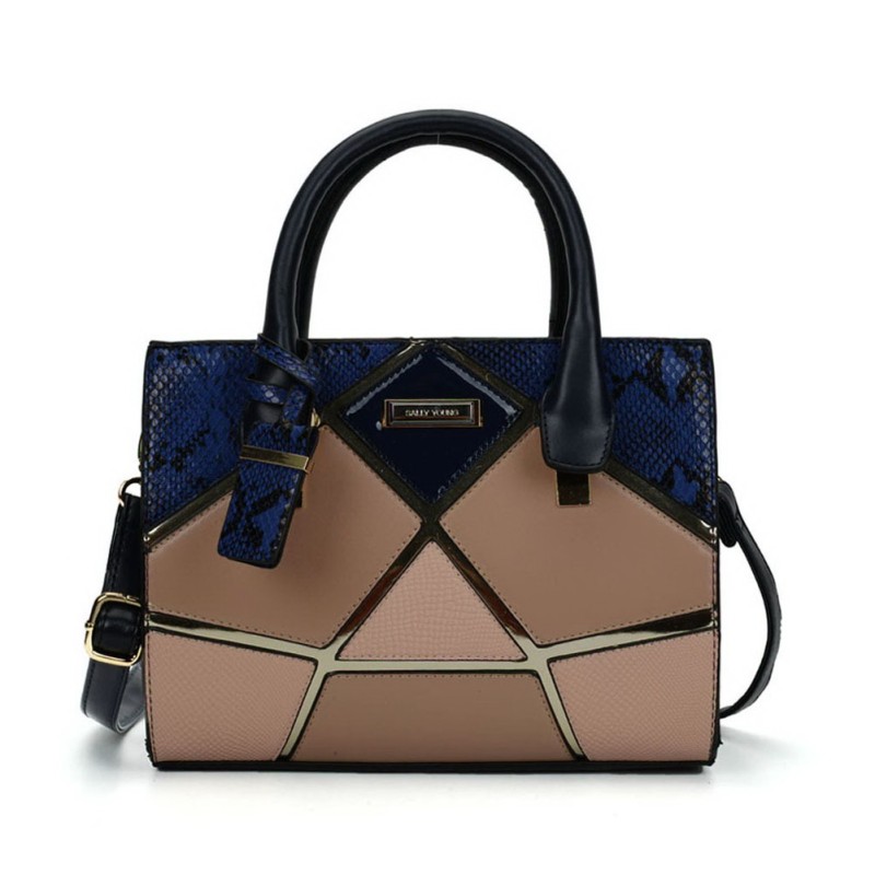 SY2135 Blue - Geometric Patterns Patchwork  Women Handbag