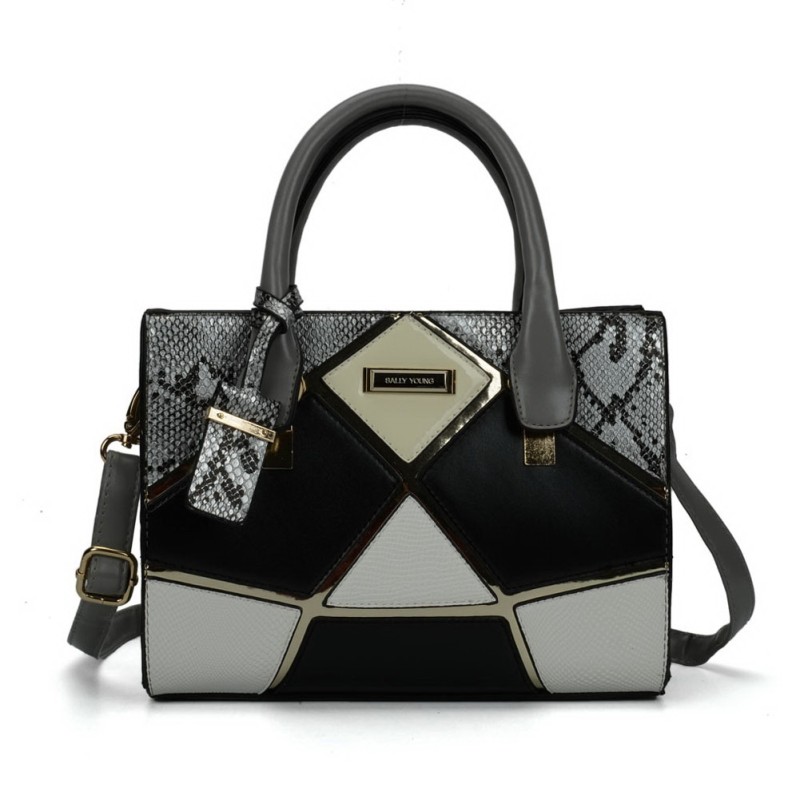 SY2135 Silver - Geometric Patterns Patchwork  Women Handbag