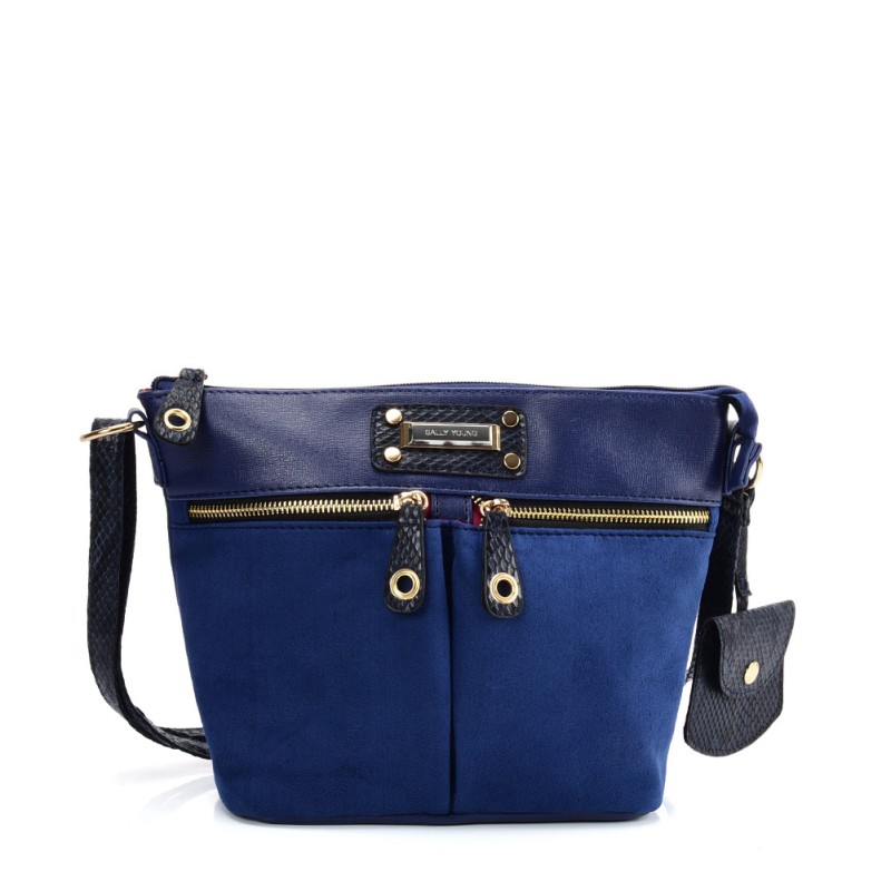 SY2174 BLUE - Handbag With Symmetrical Zipper Design