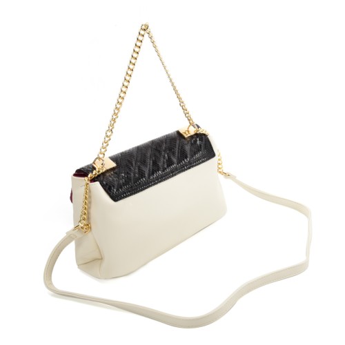 SY2178 White - Chain Handbag With Flap and Studs Design 