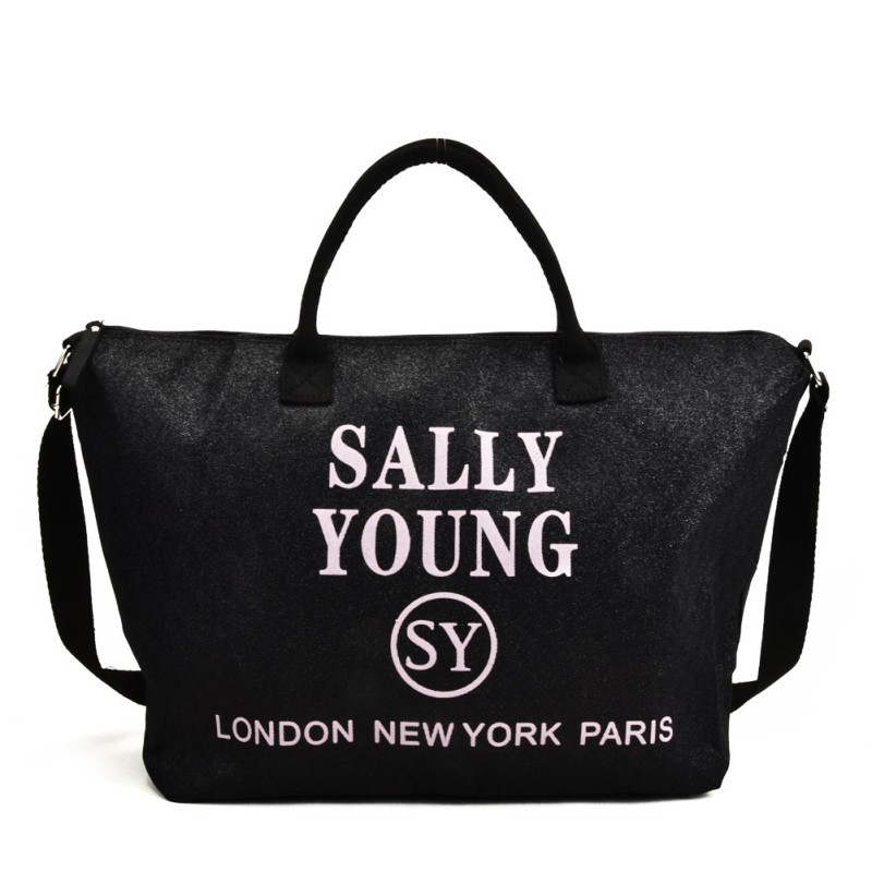 SY2183 BLACK - Cross Body Bag With Letter Printing