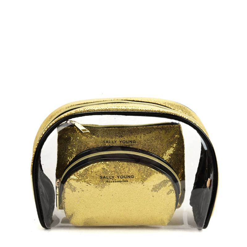 SY2184 GOLD - Transparent Saddle Shaped Set Bags