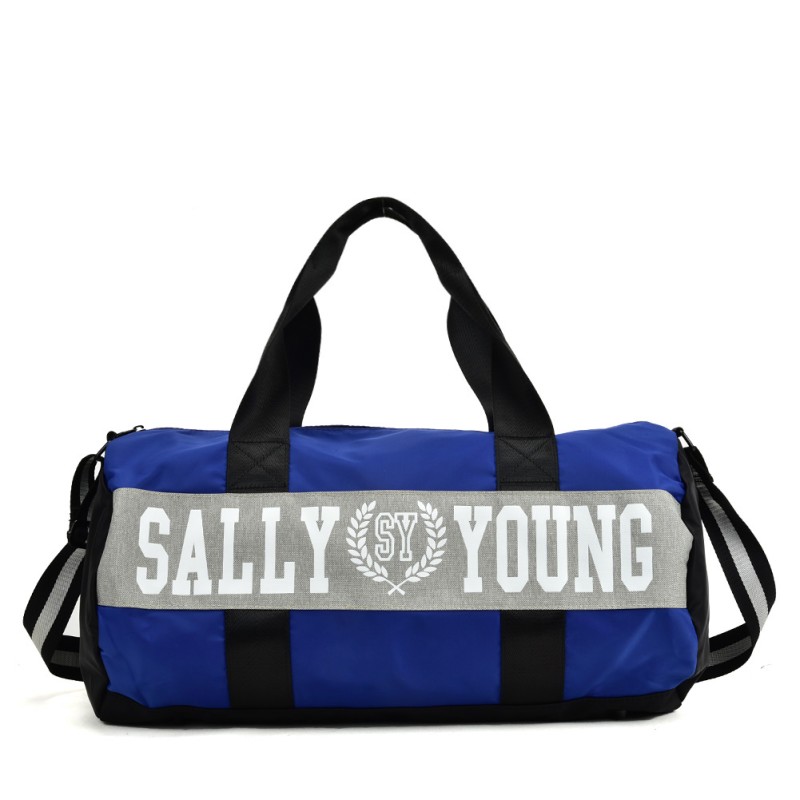 SY2185 BLUE - Tote And Crossbody Traveling Bag With Colour Collision Splicing Design